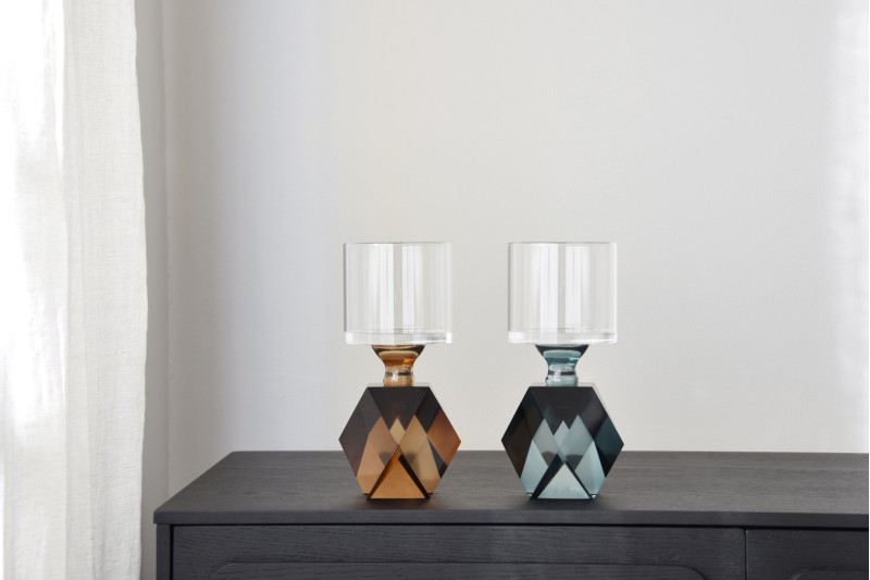 COLLECTION DE CANDÉLABRES : VERRE AMBRÉ VERT | VP Interiorismo